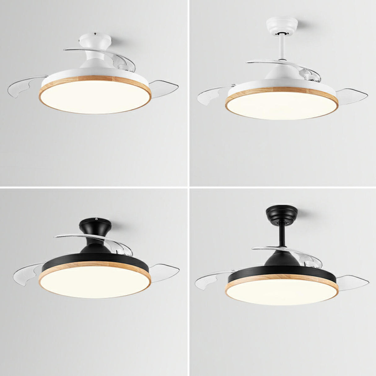 Simple 3 Blades Round Wood Decor Ceiling Fan Light Image - 12