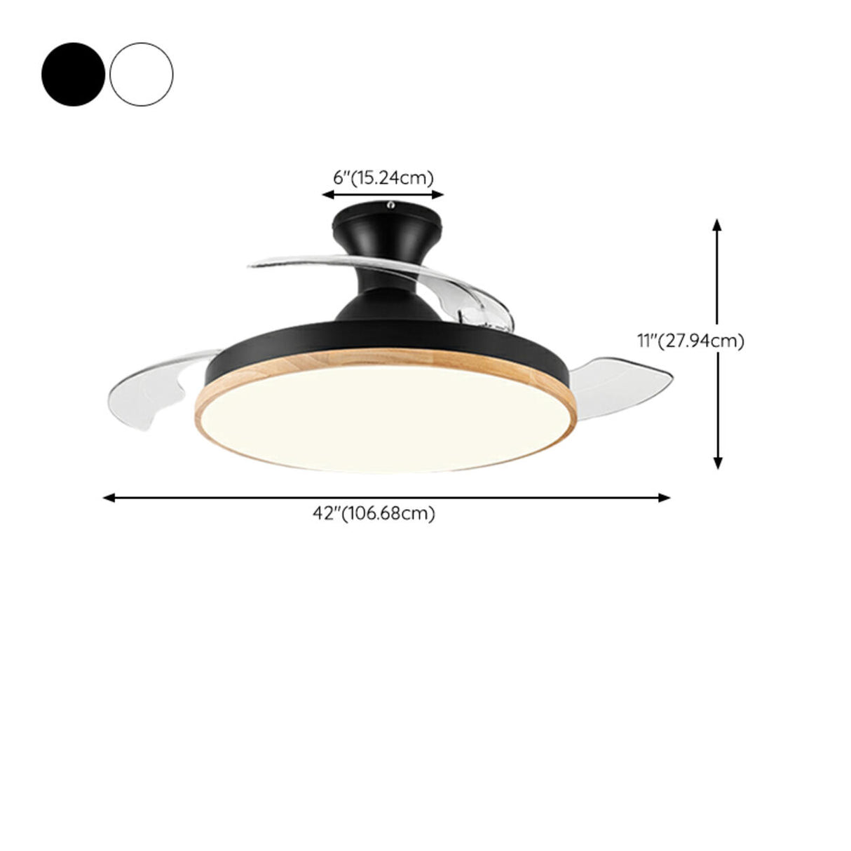 Simple 3 Blades Round Wood Decor Ceiling Fan Light Image - 14