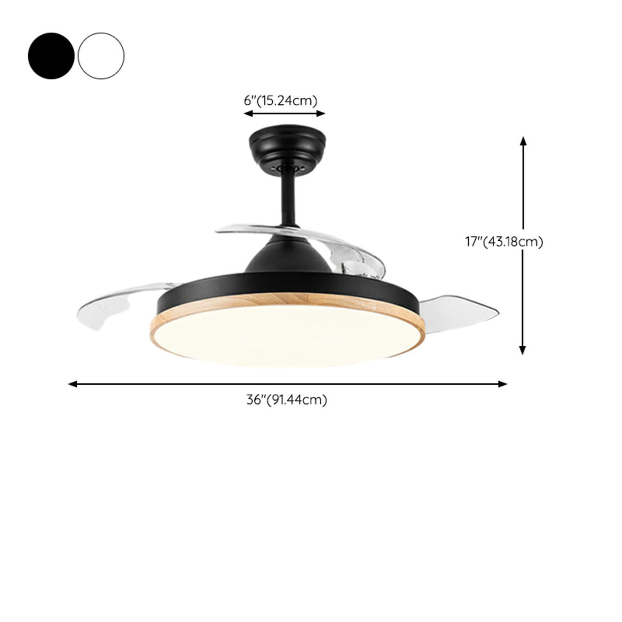 Simple 3 Blades Round Wood Decor Ceiling Fan Light Image - 15