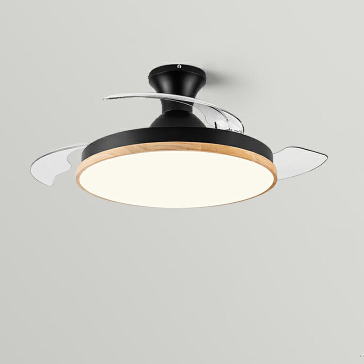 Simple 3 Blades Round Wood Decor Ceiling Fan Light Image - 4