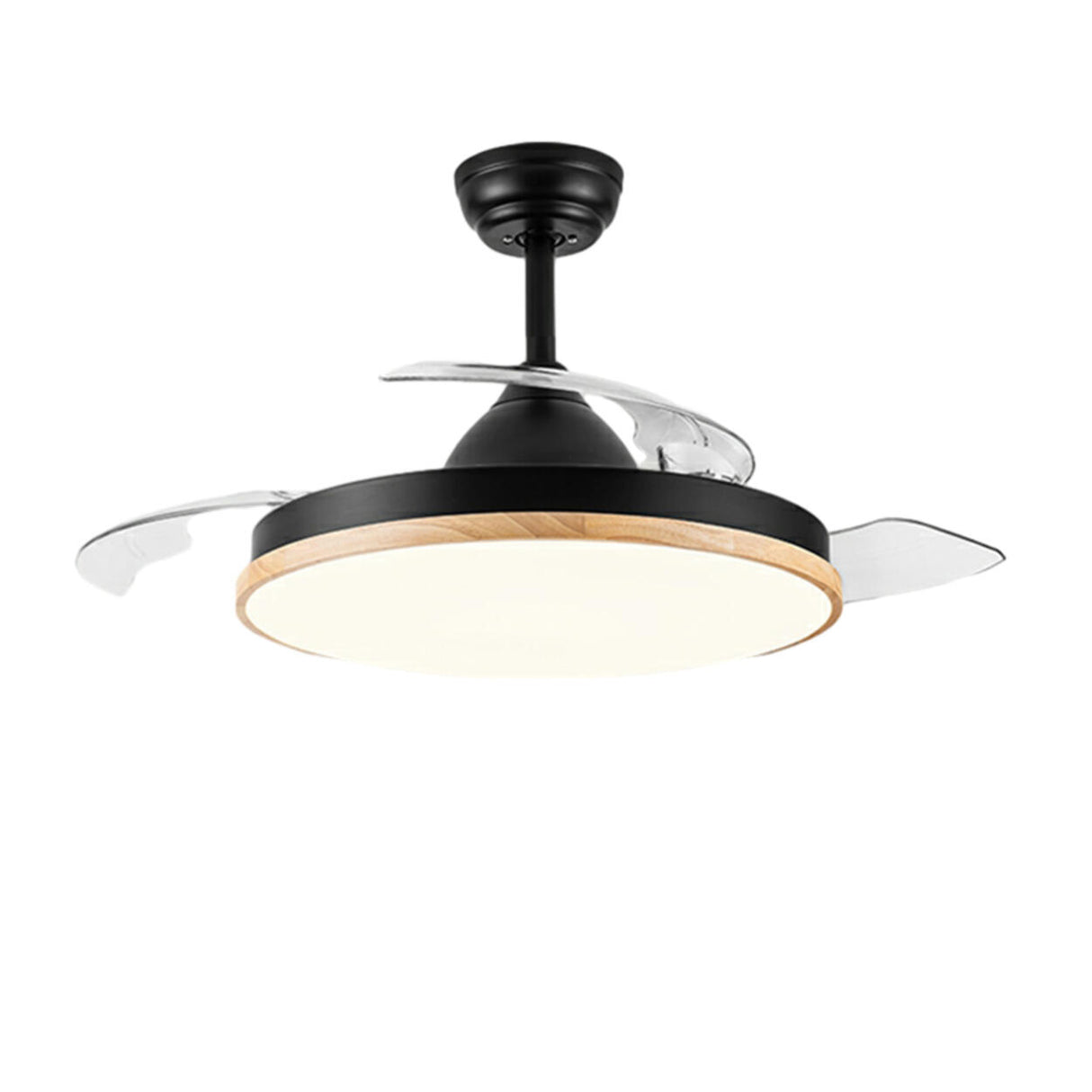 Simple 3 Blades Round Wood Decor Ceiling Fan Light Image - 5