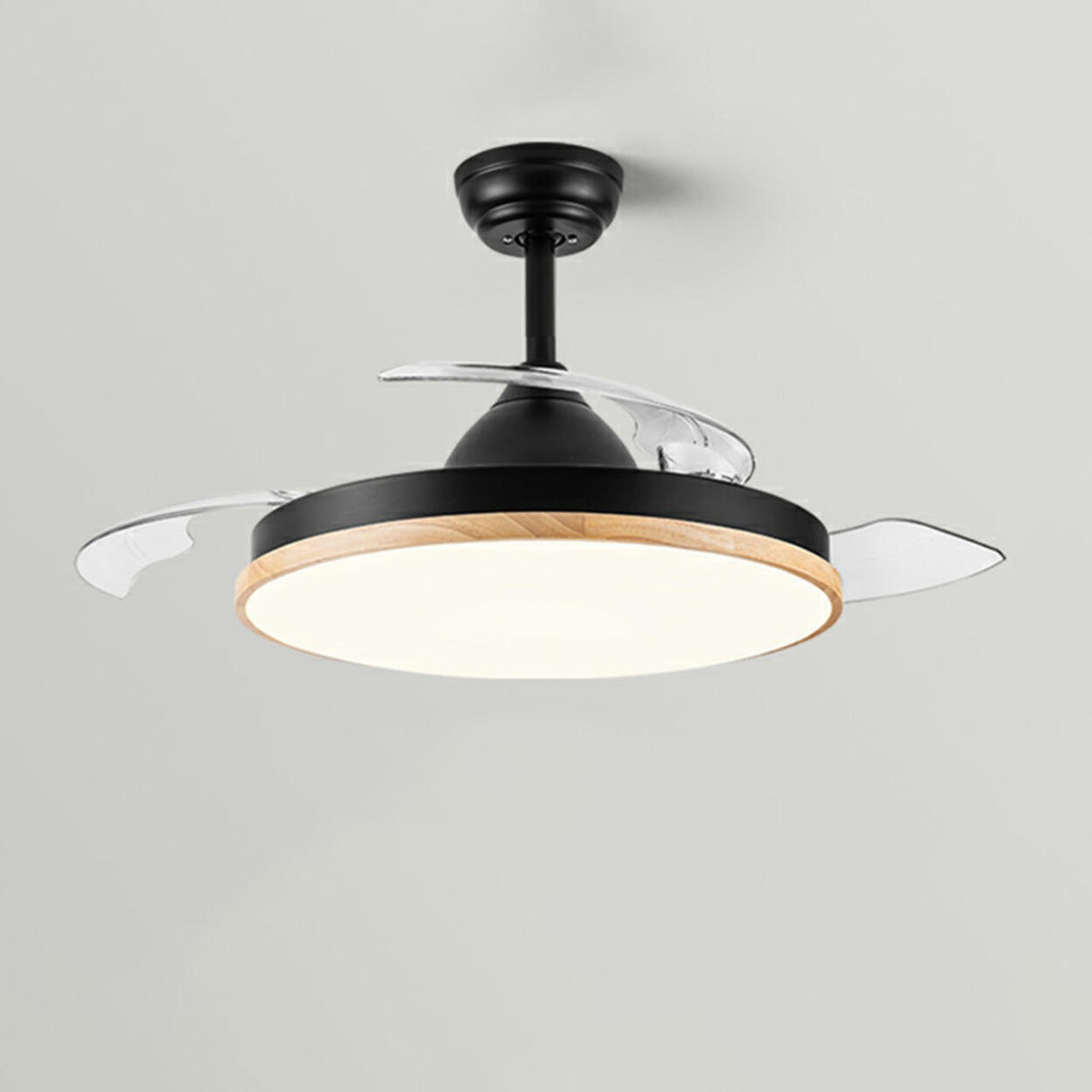 Simple 3 Blades Round Wood Decor Ceiling Fan Light Image - 6