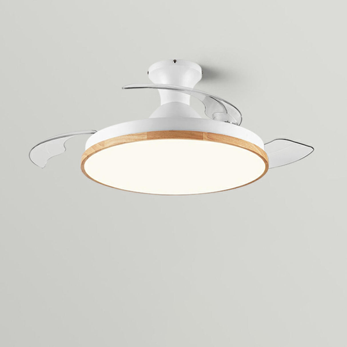 Simple 3 Blades Round Wood Decor Ceiling Fan Light Image - 7