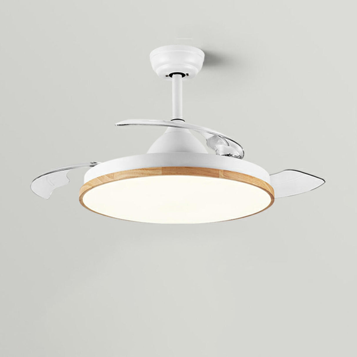 Simple 3 Blades Round Wood Decor Ceiling Fan Light Image - 8