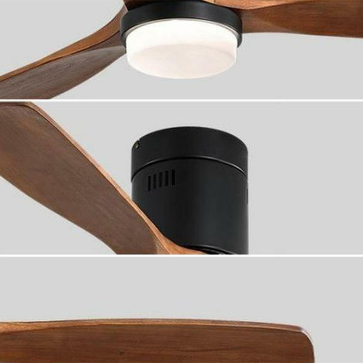 Simple 3 Wood Blade Flush Remote Ceiling Fan Light Image - 6