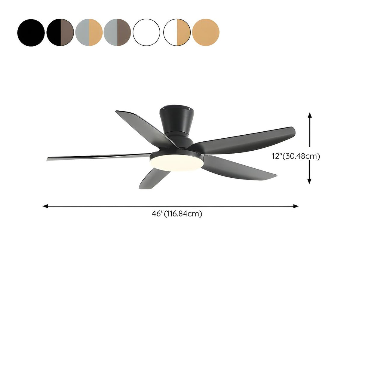 Simple 5 Blades Wood Finish Ceiling Fan with LED Light Image - 18
