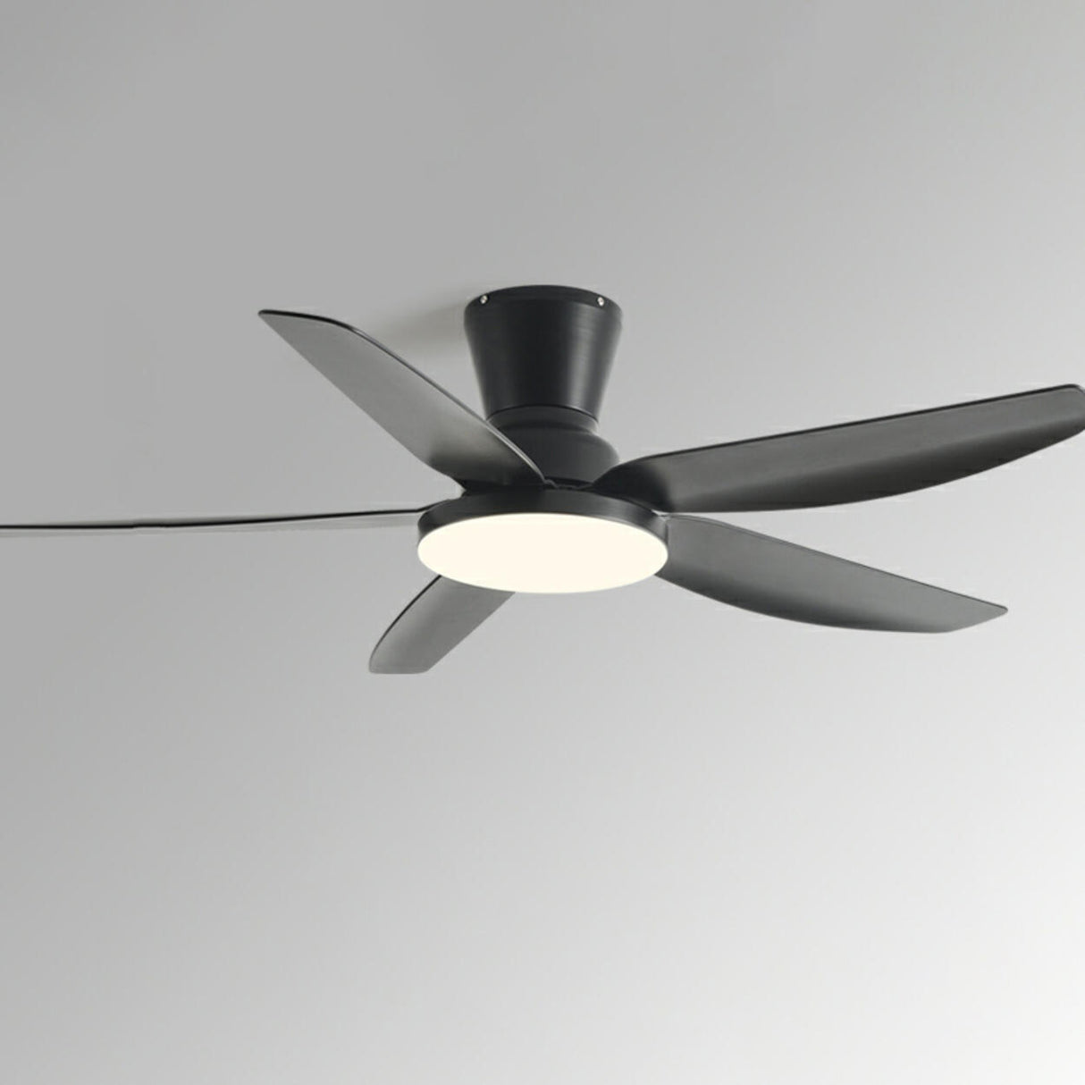 Simple 5 Blades Wood Finish Ceiling Fan with LED Light Image - 8