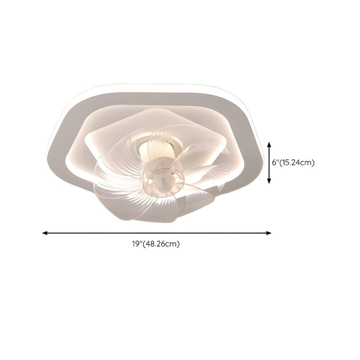 Simple 7 Blade White Wave LED Ceiling Fan With Light