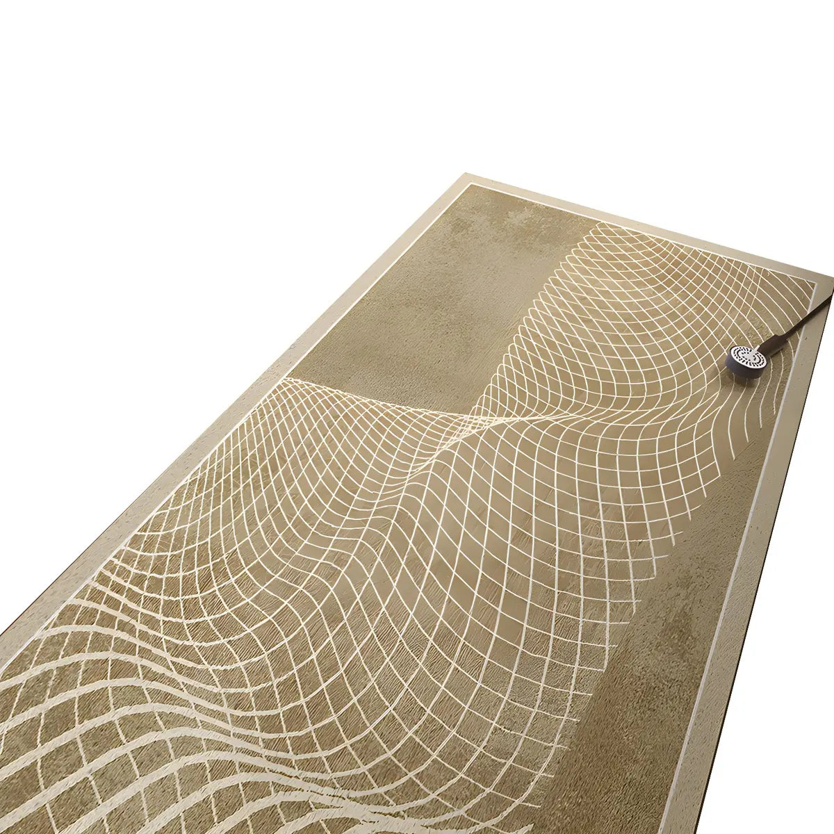 Simple Abstract Vinyl Beige Anti-Slip Backing Area Rug Image - 5