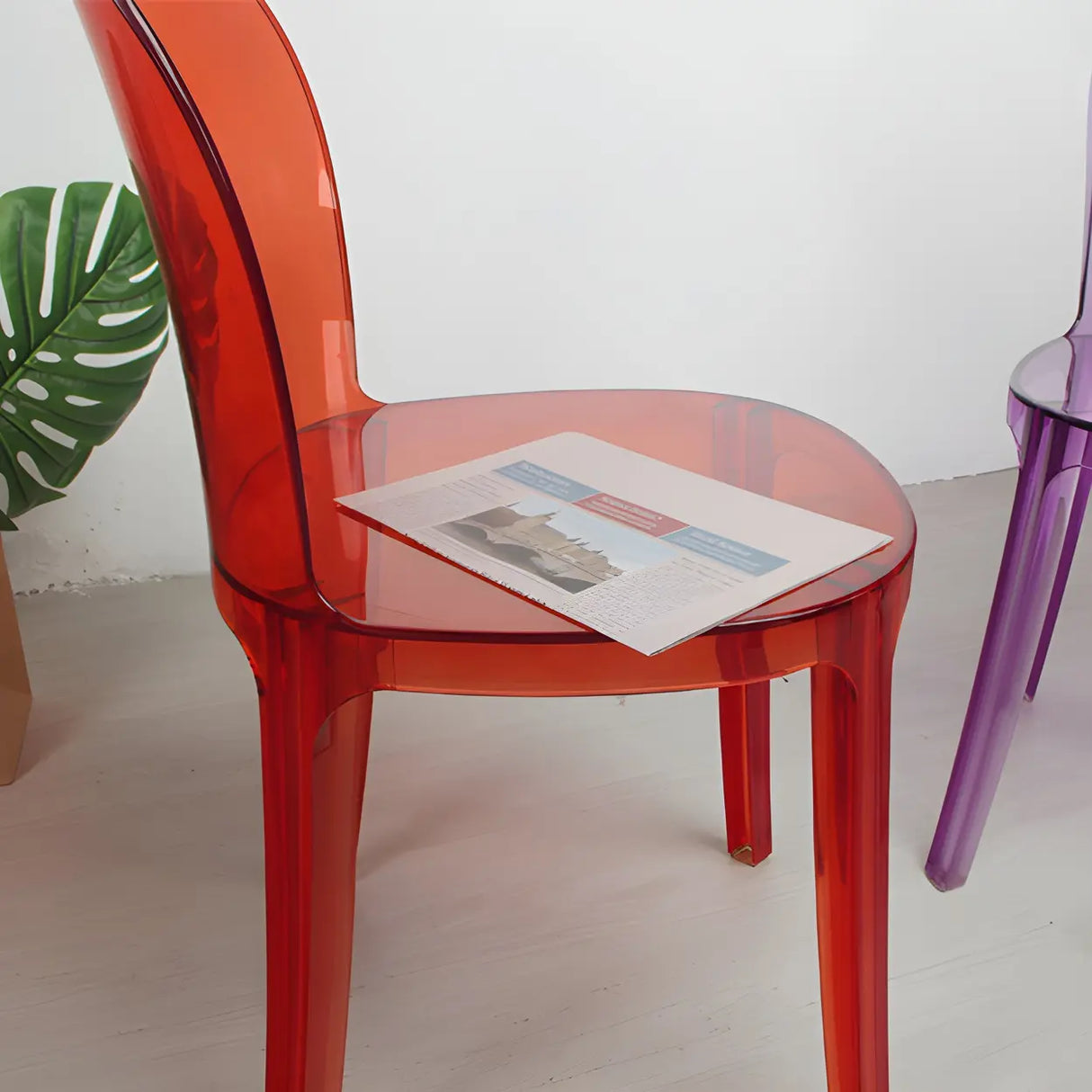 Simple Acrylic Low Back Armless Dining Side Chair Image - 13