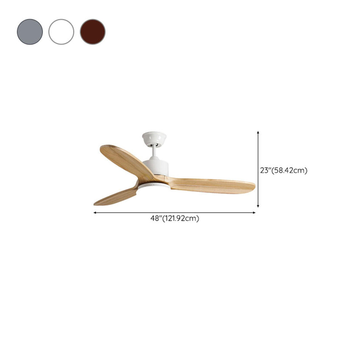Simple Adjustable Wood 3 Blade Ceiling Fan with Light