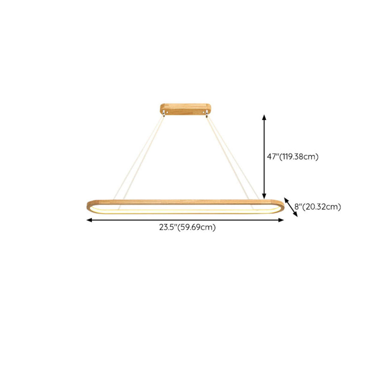 Simple Adjustable Wooden Oval Island LED Pendant Light