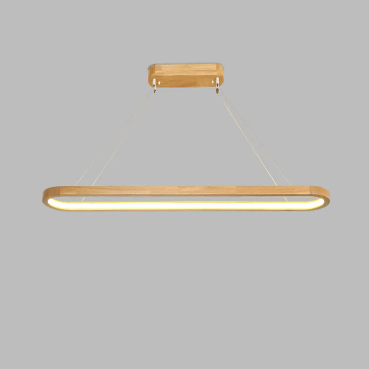 Simple Adjustable Wooden Oval Island LED Pendant Light Image - 6