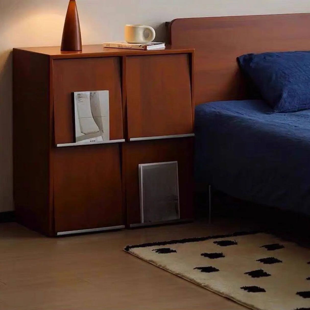 Simple Auburn Small Wood Modular Cube Bookcase Image - 5