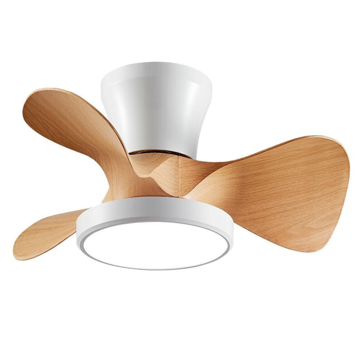 Simple Bedroom 3 Blades Modern LED Ceiling Fan Light Image - 10