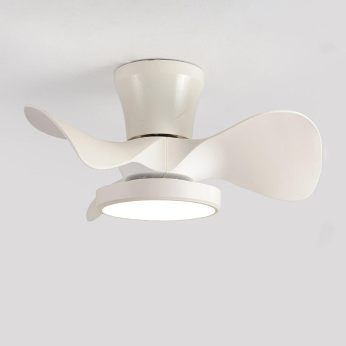 Simple Bedroom 3 Blades Modern LED Ceiling Fan Light Image - 11