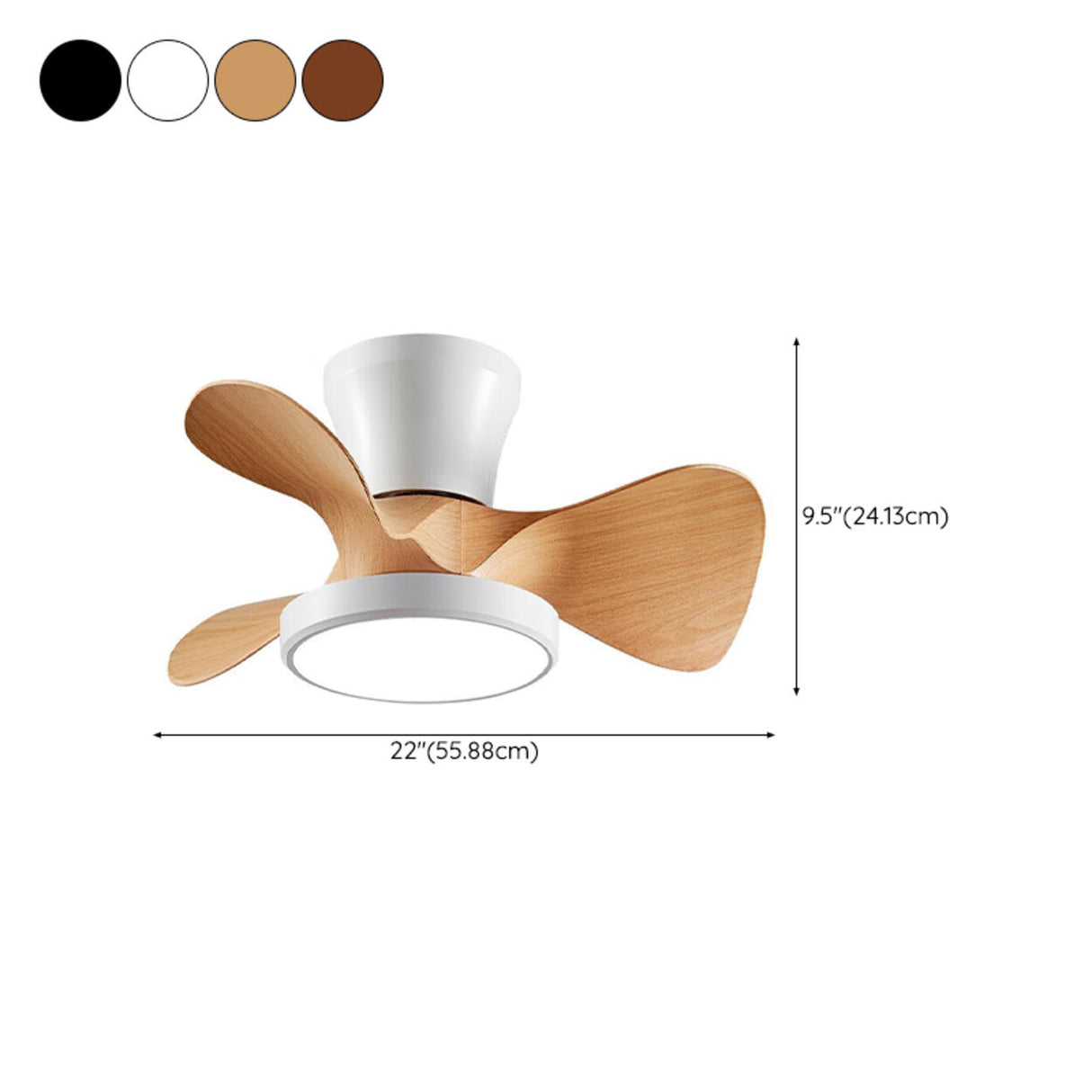 Simple Bedroom 3 Blades Modern LED Ceiling Fan Light Image - 16