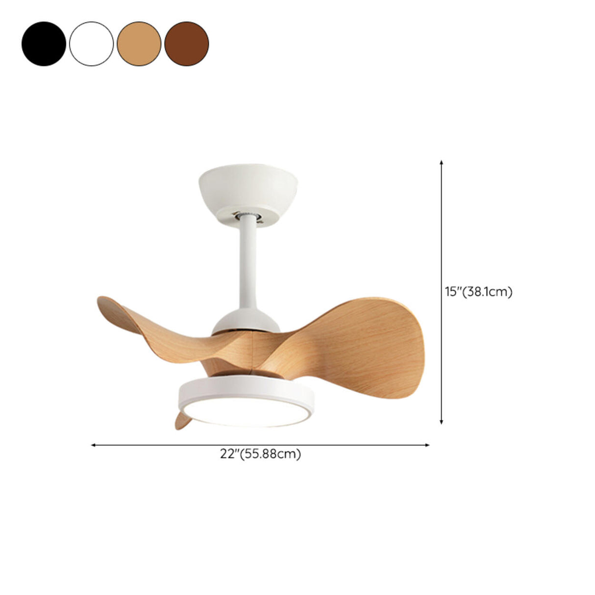 Simple Bedroom 3 Blades Modern LED Ceiling Fan Light Image - 17