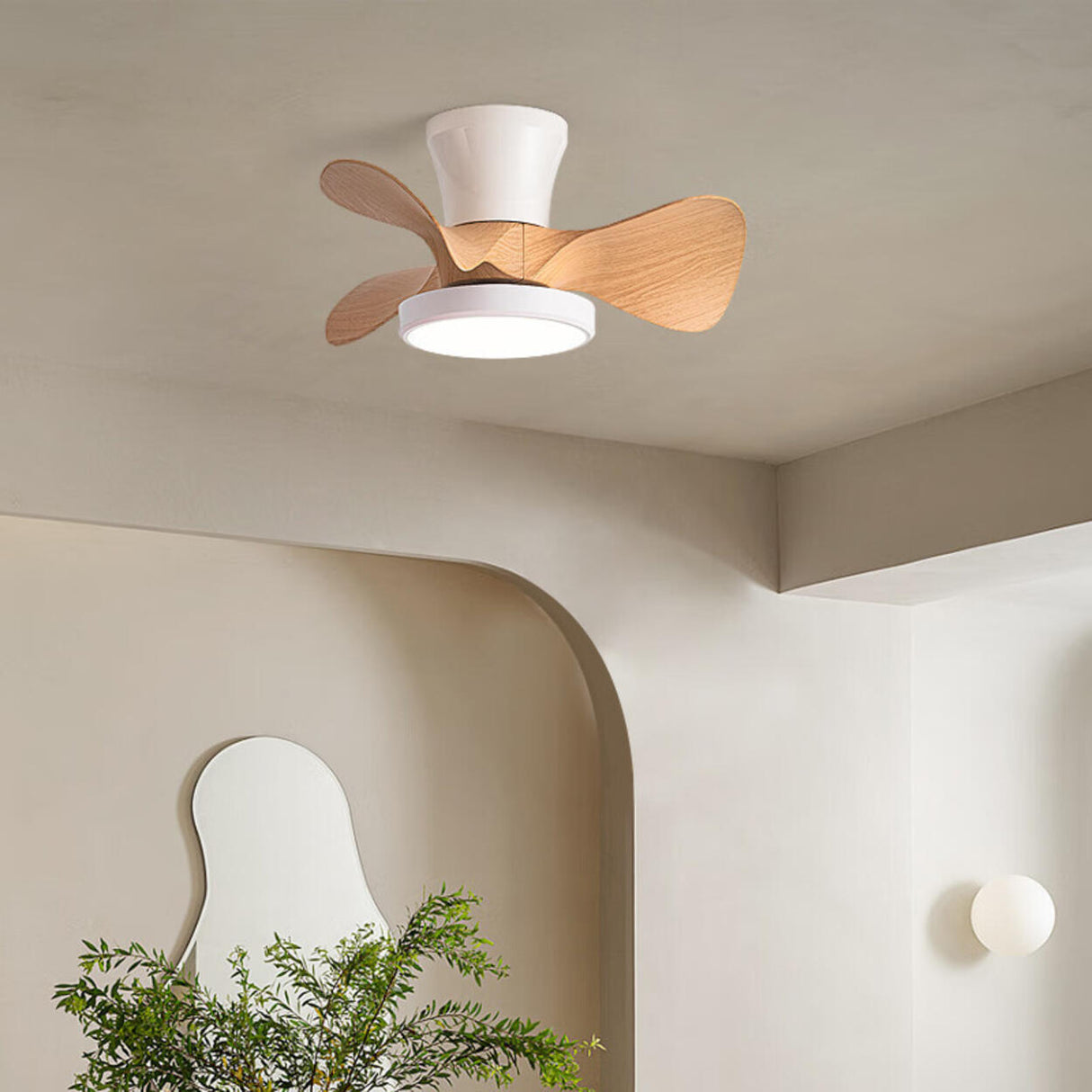 Simple Bedroom 3 Blades Modern LED Ceiling Fan Light Image - 6