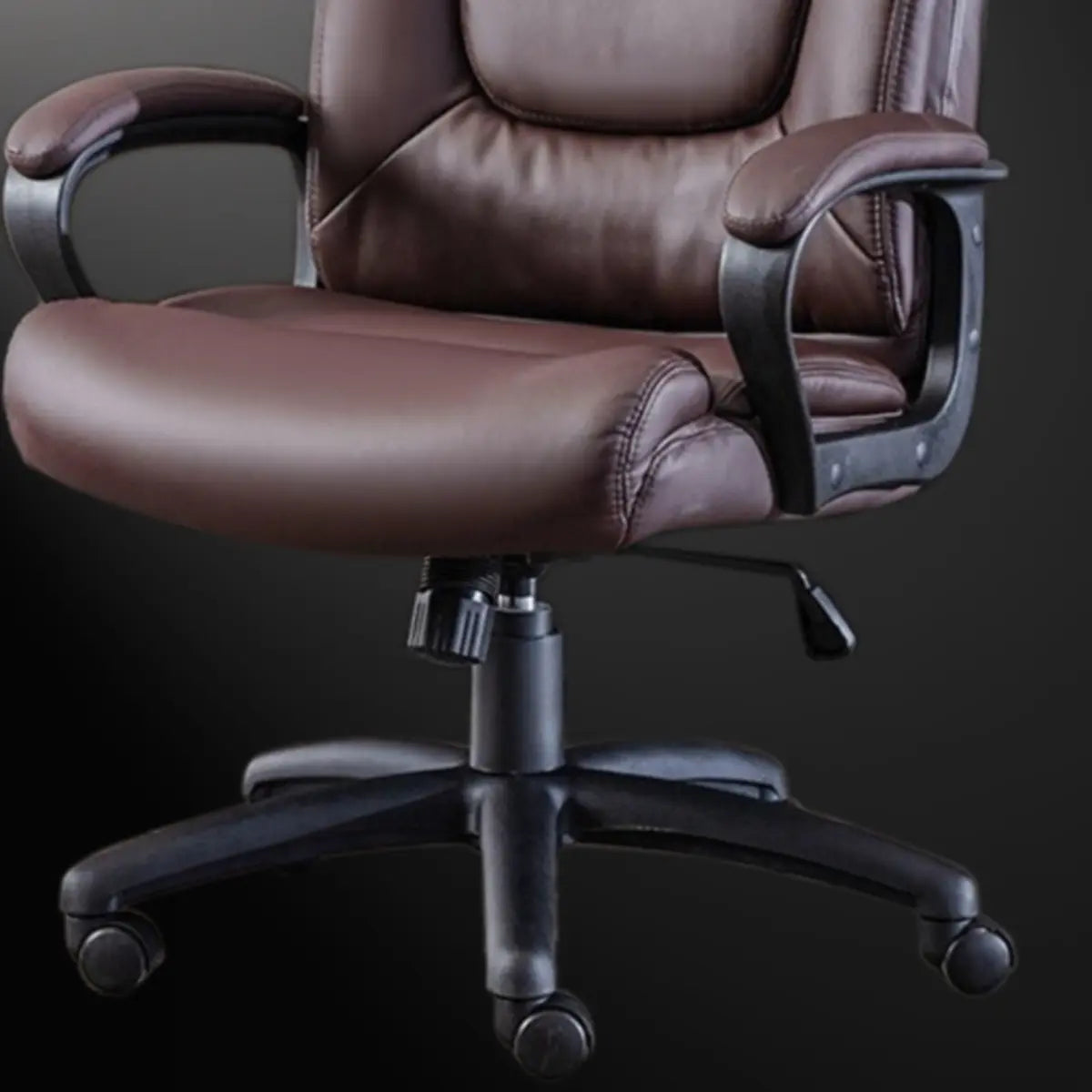 Simple Black Adjustable Ergonomic Leather Office Chair Image - 10