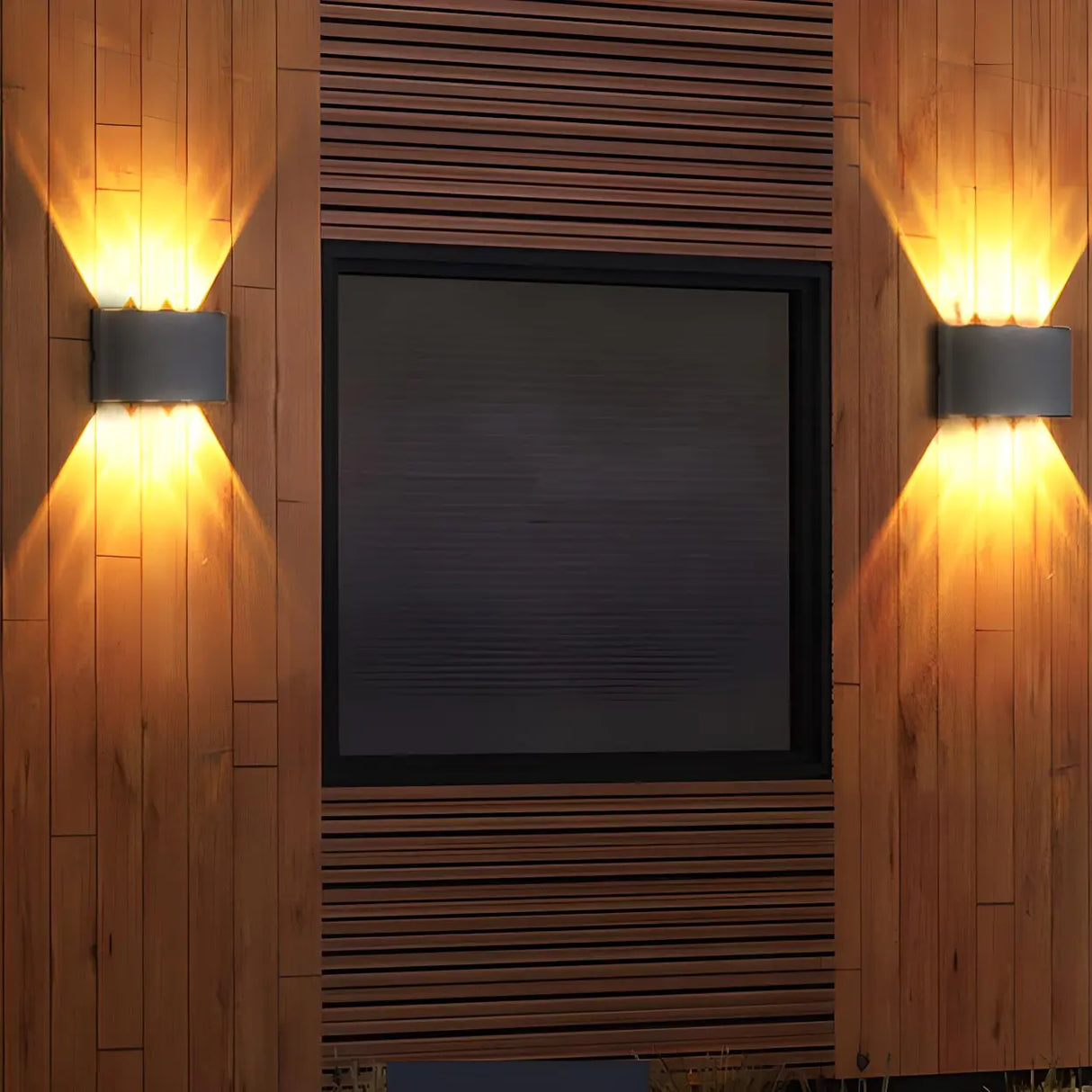 Simple Black Geometric Exterior LED Up Down Wall Lamp Image - 1