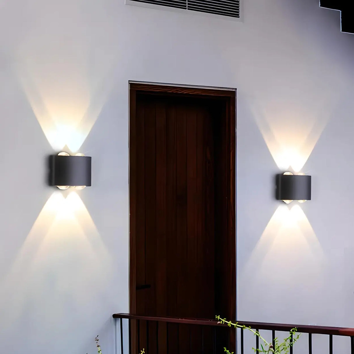 Simple Black Geometric Exterior LED Up Down Wall Lamp Image - 4