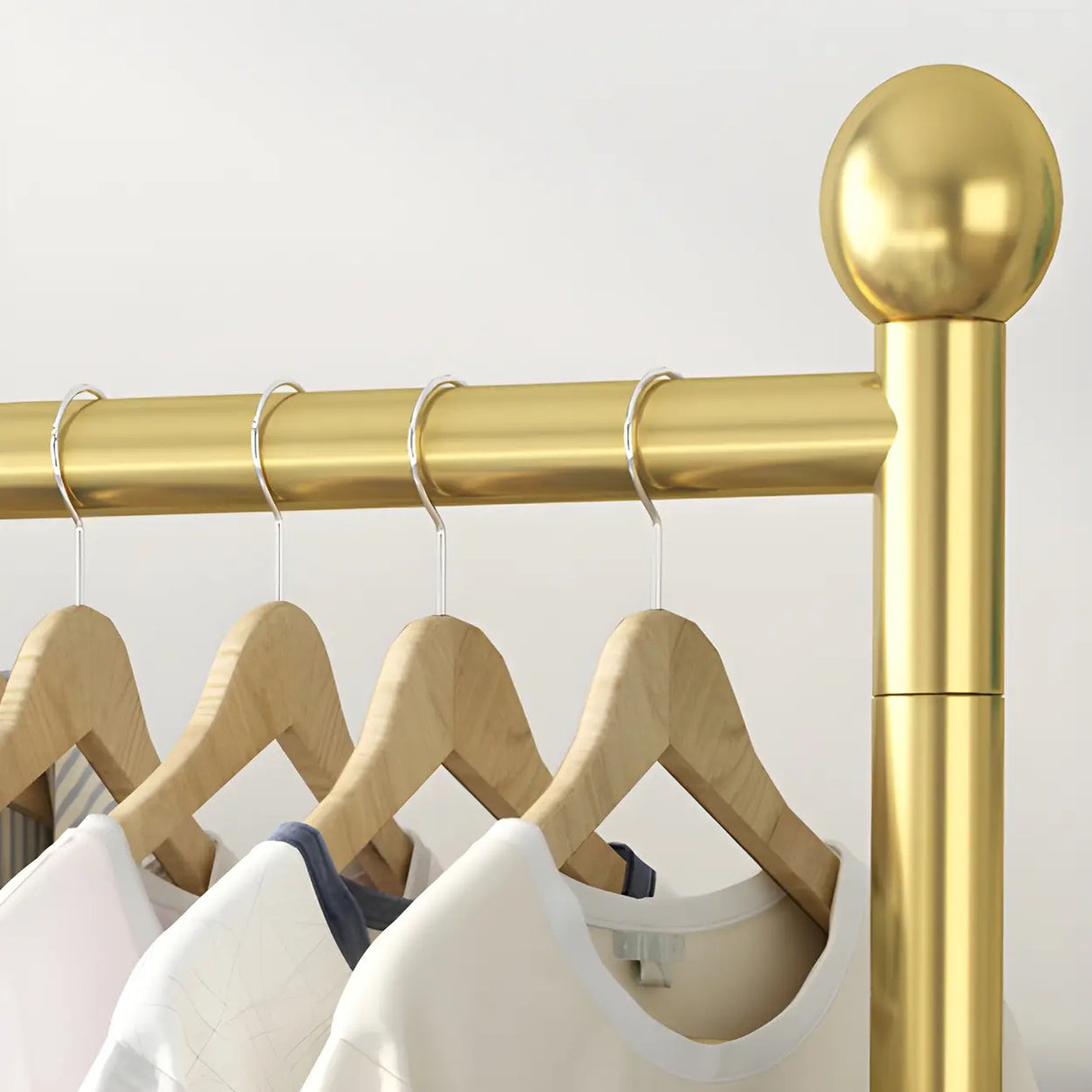 Simple Black Metal Garment Coat Rack with Hooks and Shelf Image - 6