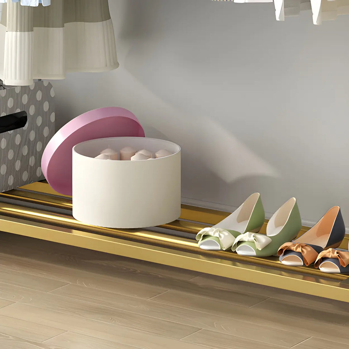 Simple Black Metal Garment Coat Rack with Hooks and Shelf Image - 7