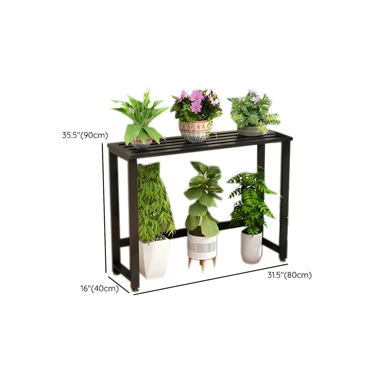 Simple Black Metal Waterproof Rectangular Plant Stand Image - 15