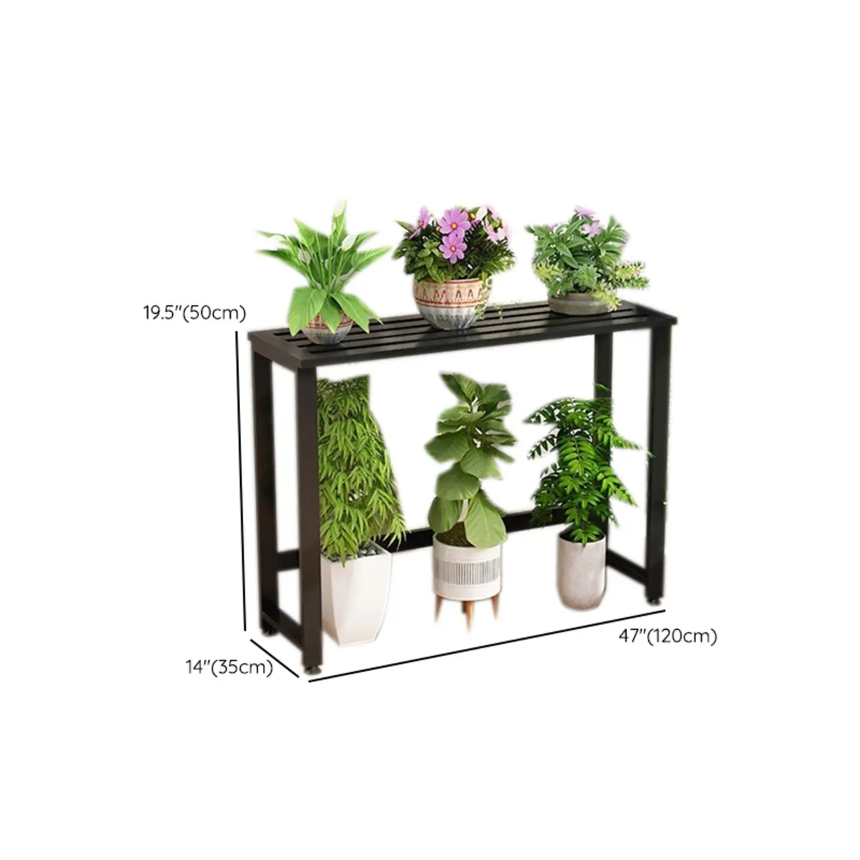 Simple Black Metal Waterproof Rectangular Plant Stand Image - 30