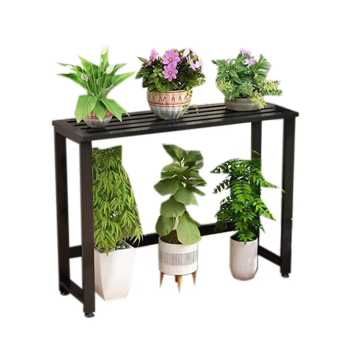 Simple Black Metal Waterproof Rectangular Plant Stand Image - 6
