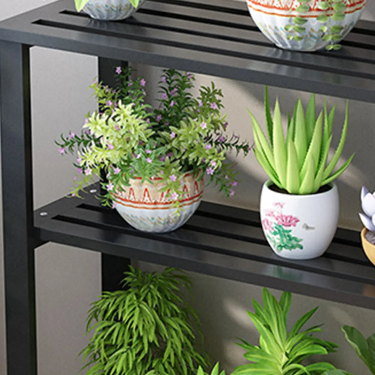 Simple Black Metal Waterproof Rectangular Plant Stand Image - 7