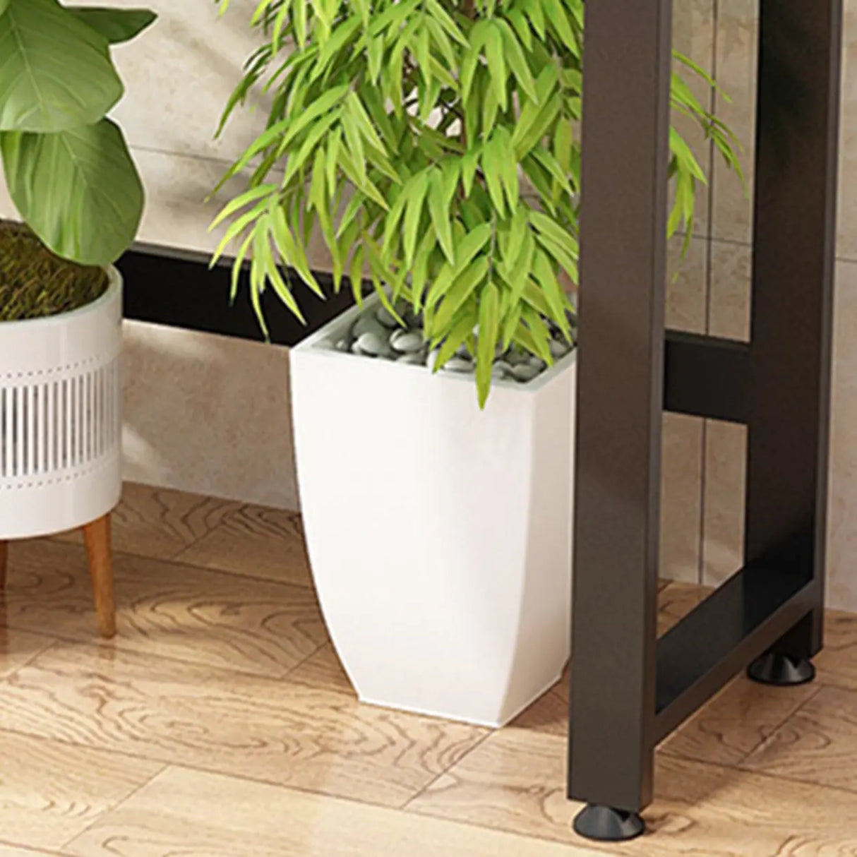 Simple Black Metal Waterproof Rectangular Plant Stand Image - 9