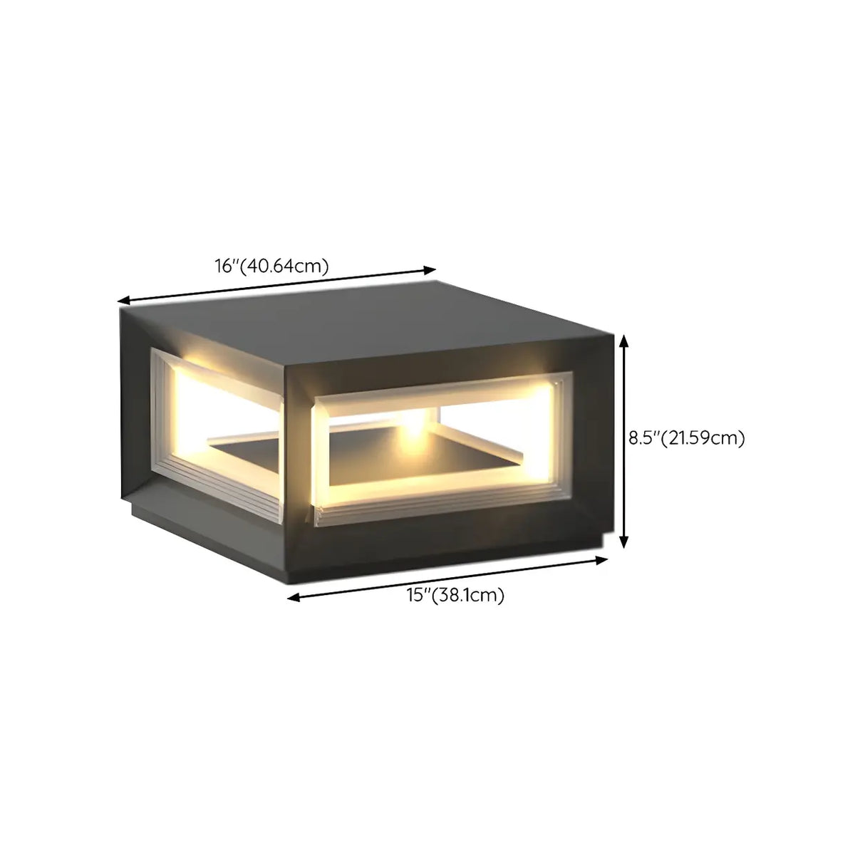 Simple Black Rectangular Metal Frame Post Outdoor Lamp Image - 20