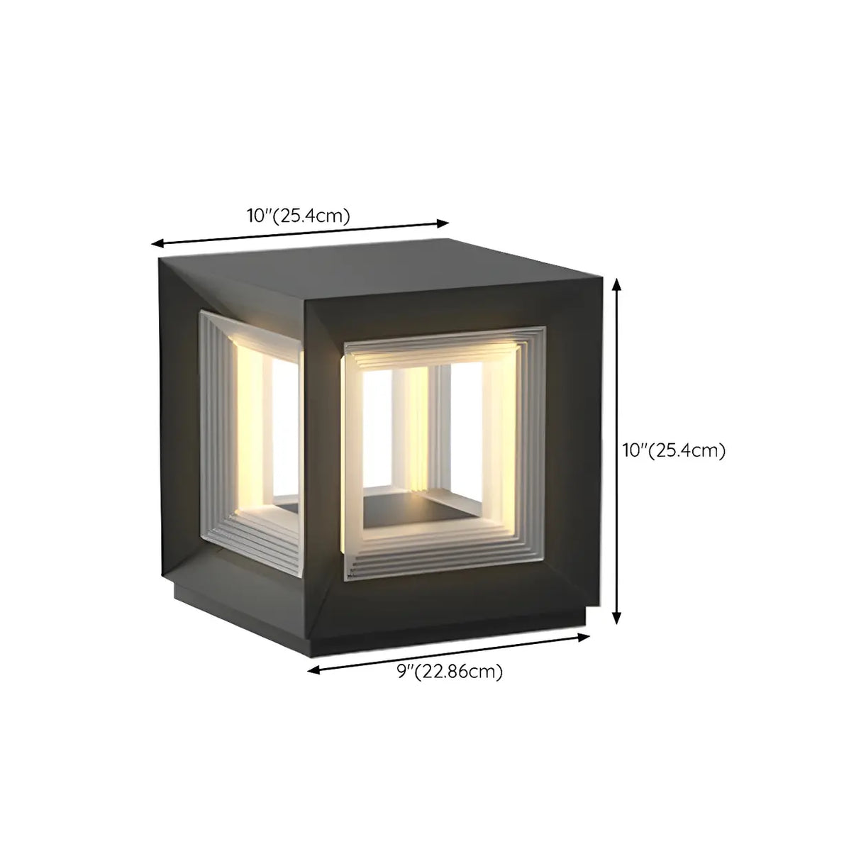 Simple Black Rectangular Metal Frame Post Outdoor Lamp Image - 21