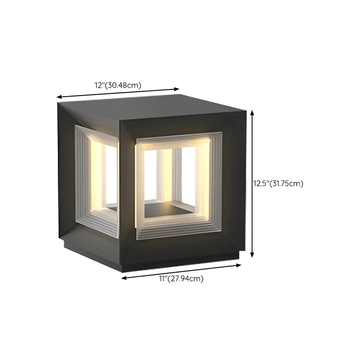 Simple Black Rectangular Metal Frame Post Outdoor Lamp Image - 22