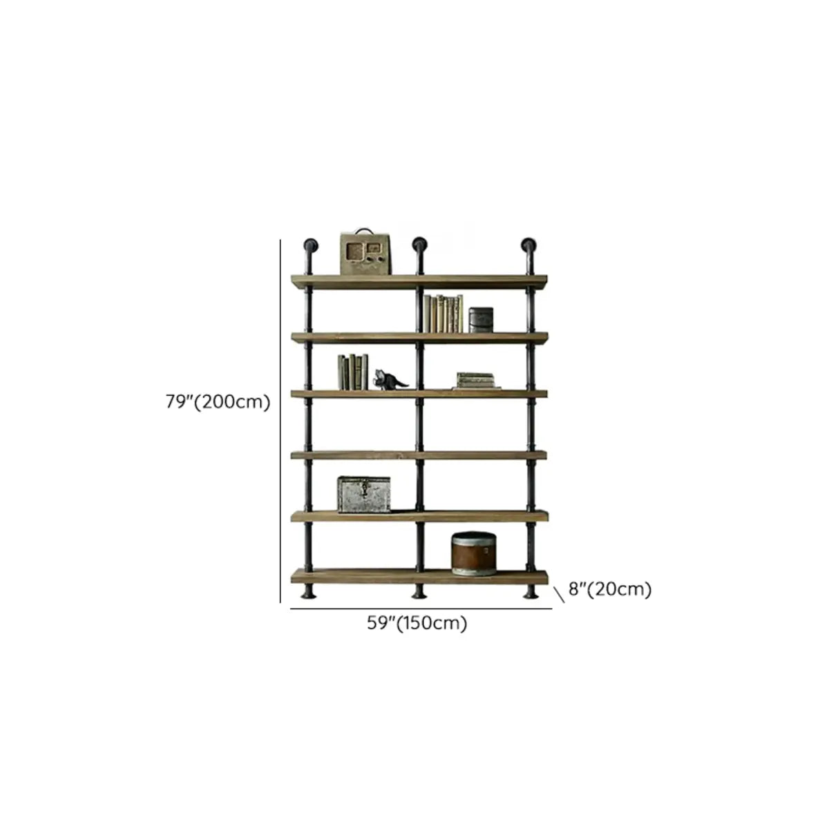 Simple Black Vertical Open Metal Frame Ladder Bookcase Image - 12