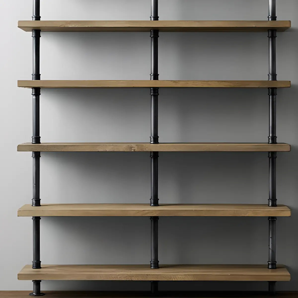 Simple Black Vertical Open Metal Frame Ladder Bookcase Image - 7
