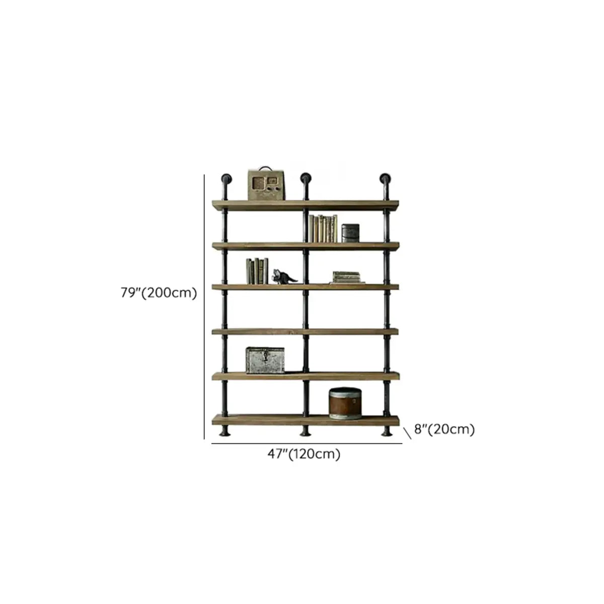Simple Black Vertical Open Metal Frame Ladder Bookcase Image - 9