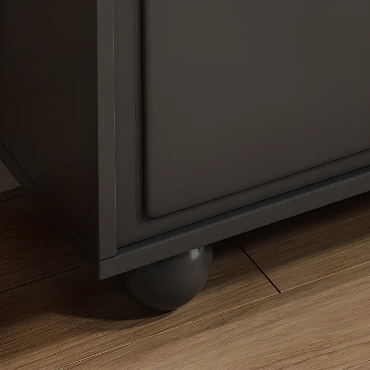 Simple Black Wood Drawers and Shelves Buffet with Storage Image - 8