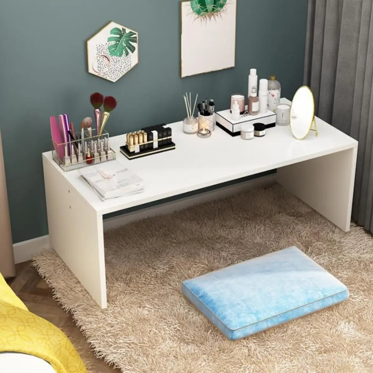 Simple Black Wood Rectangle Sled Single Coffee Table Image - 6