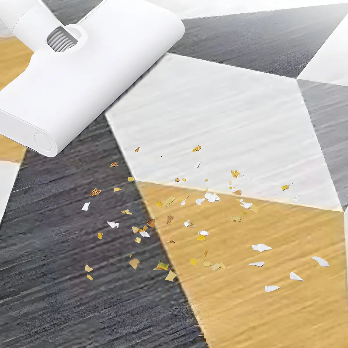 Simple Blue Leaf Pattern Rectangle Polyester Area Rug Image - 4