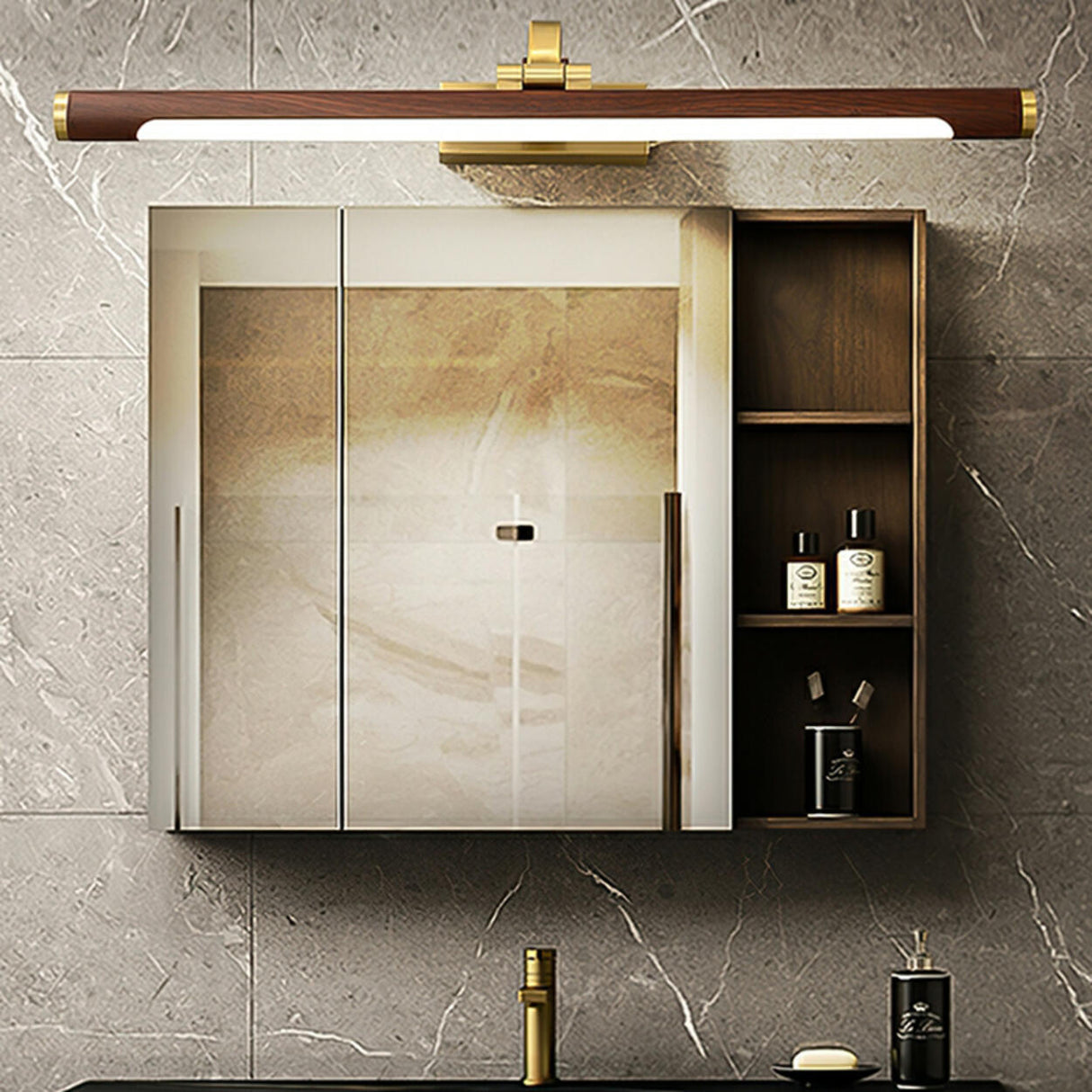 Simple Brass Linear Adjustable Vanity Mirror Light Image - 3