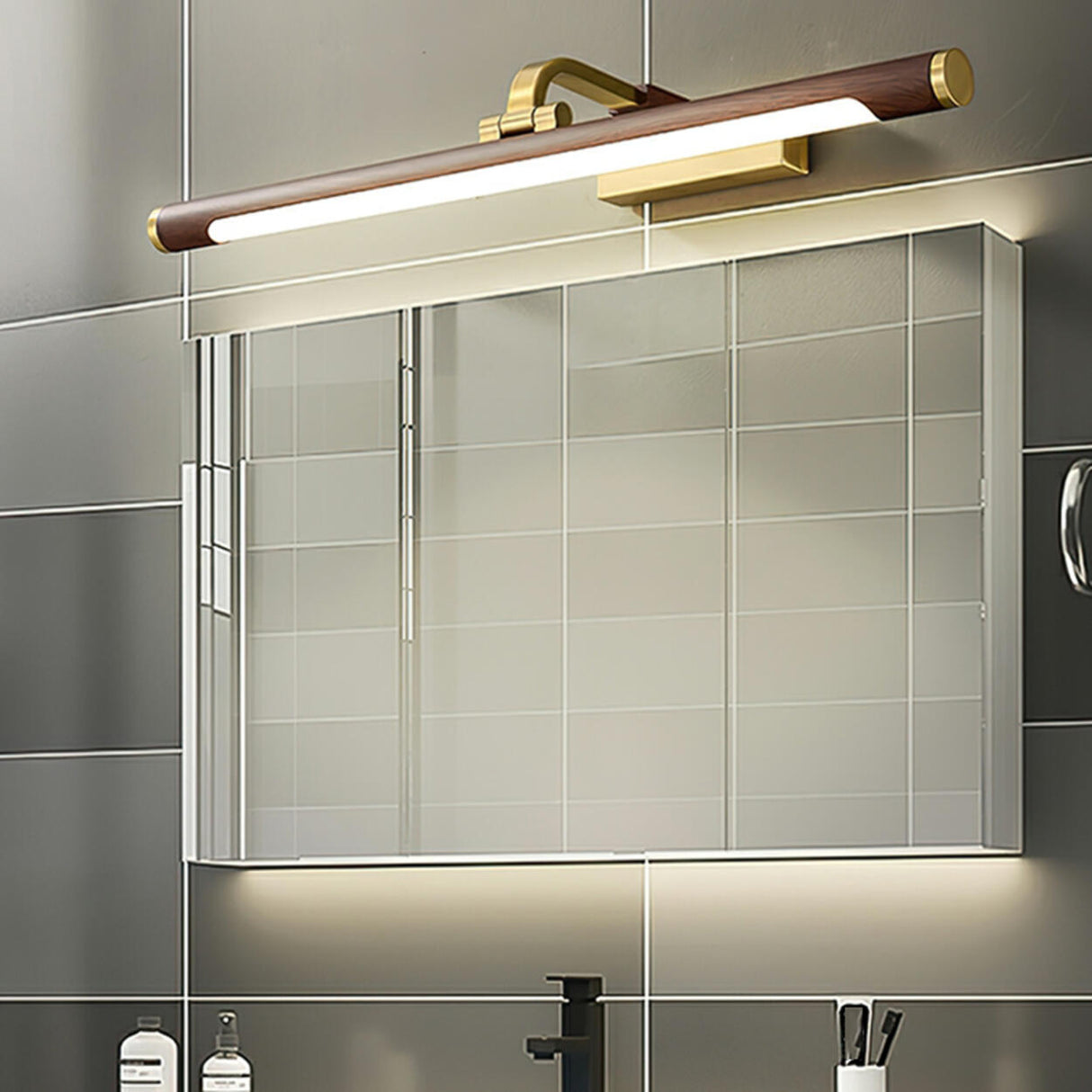 Simple Brass Linear Adjustable Vanity Mirror Light Image - 5