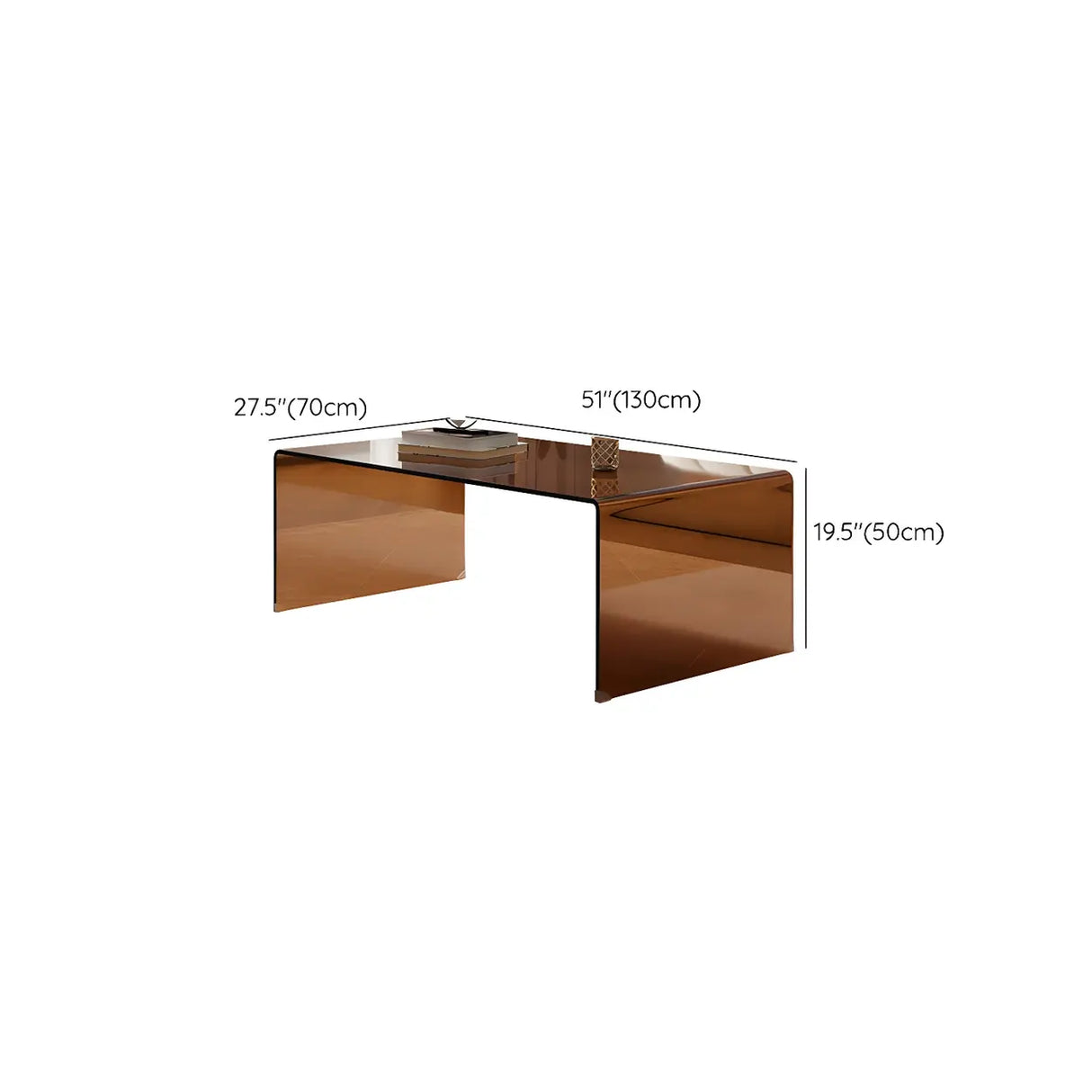 Simple Brown Glass Rectangular Sledge Coffee Table Image - 14