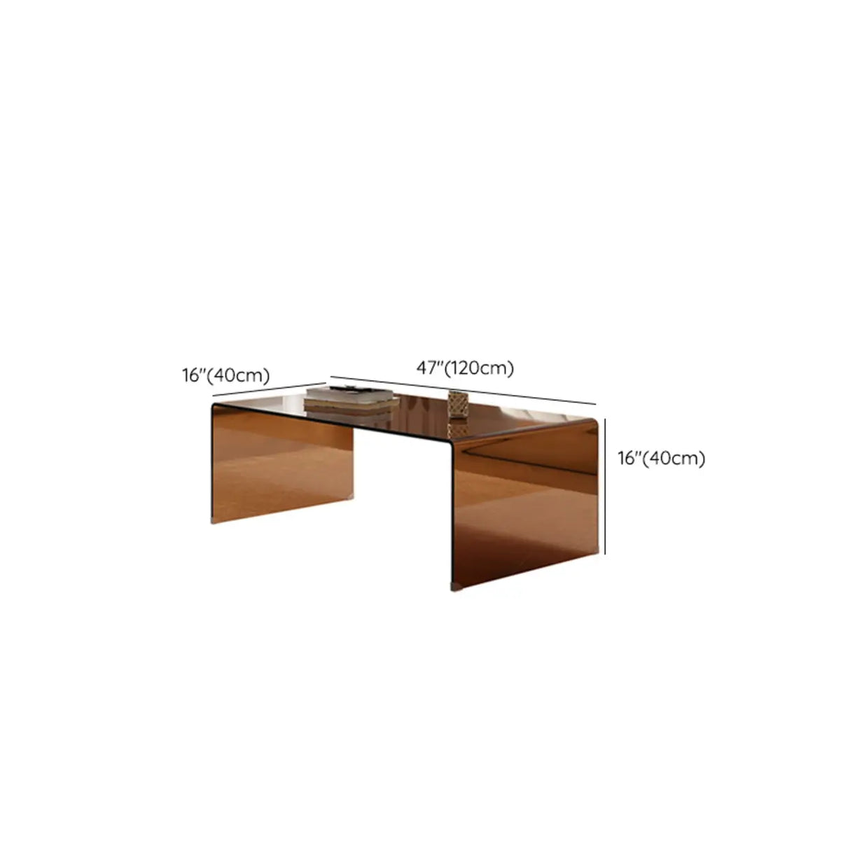 Simple Brown Glass Rectangular Sledge Coffee Table Image - 15
