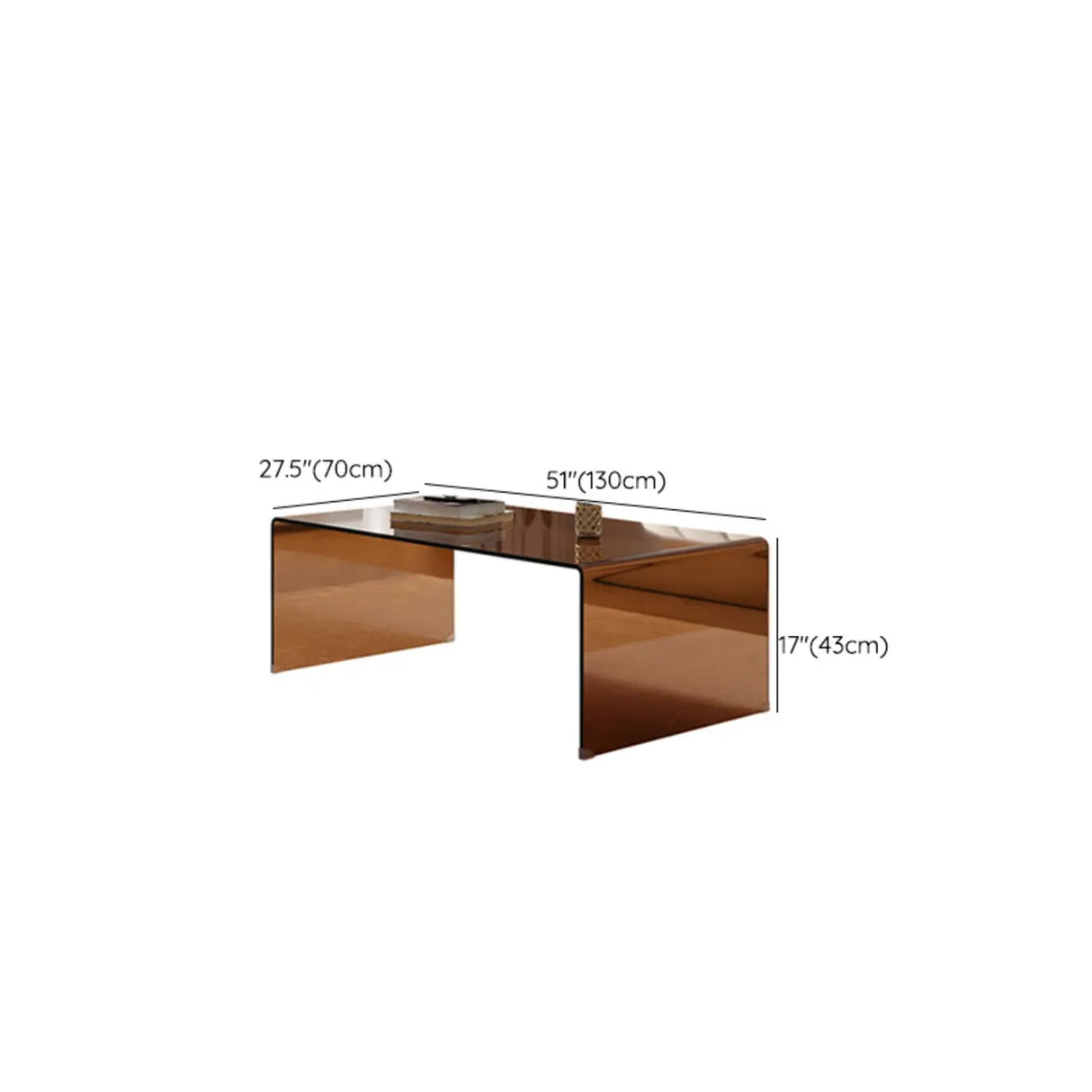 Simple Brown Glass Rectangular Sledge Coffee Table Image - 23
