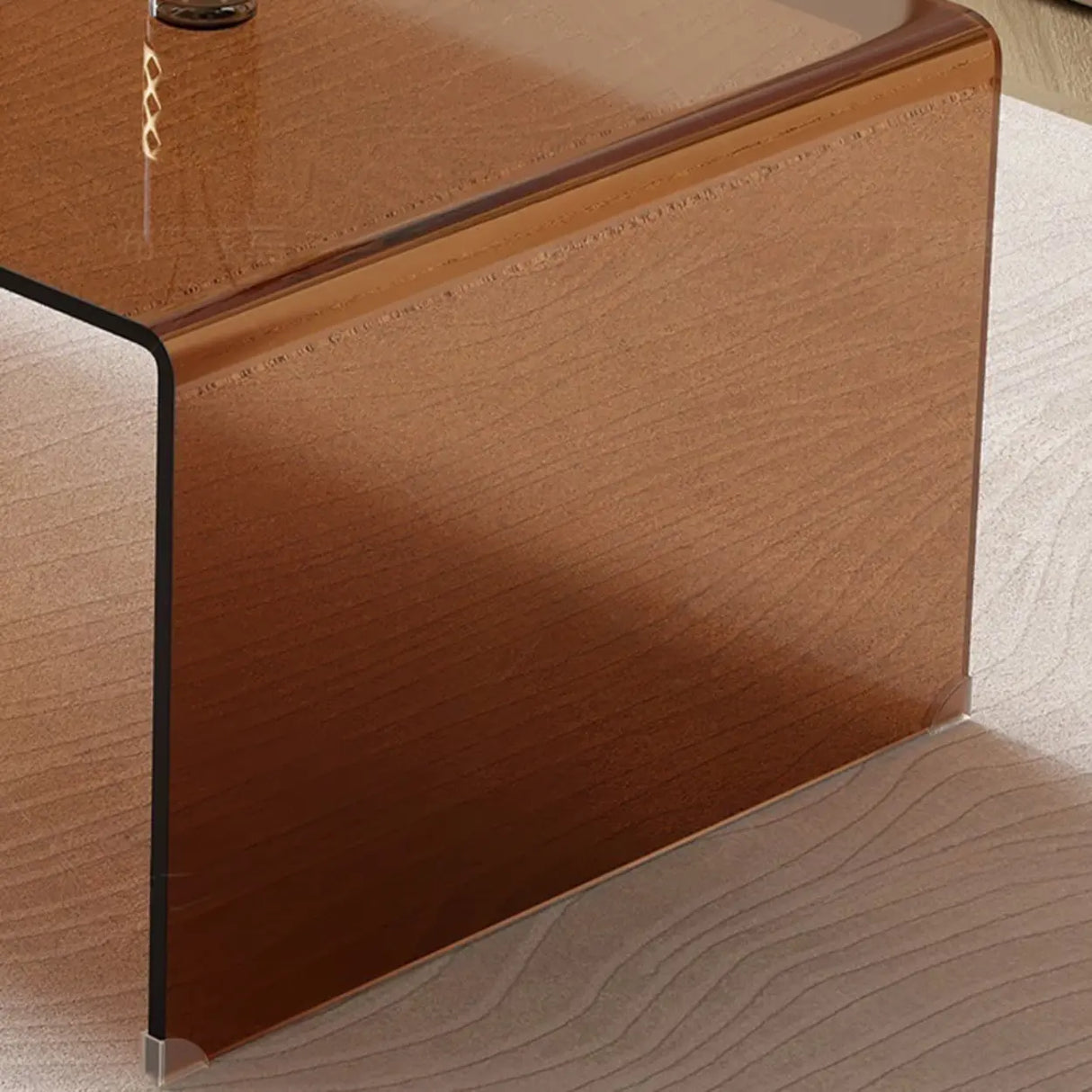 Simple Brown Glass Rectangular Sledge Coffee Table Image - 8