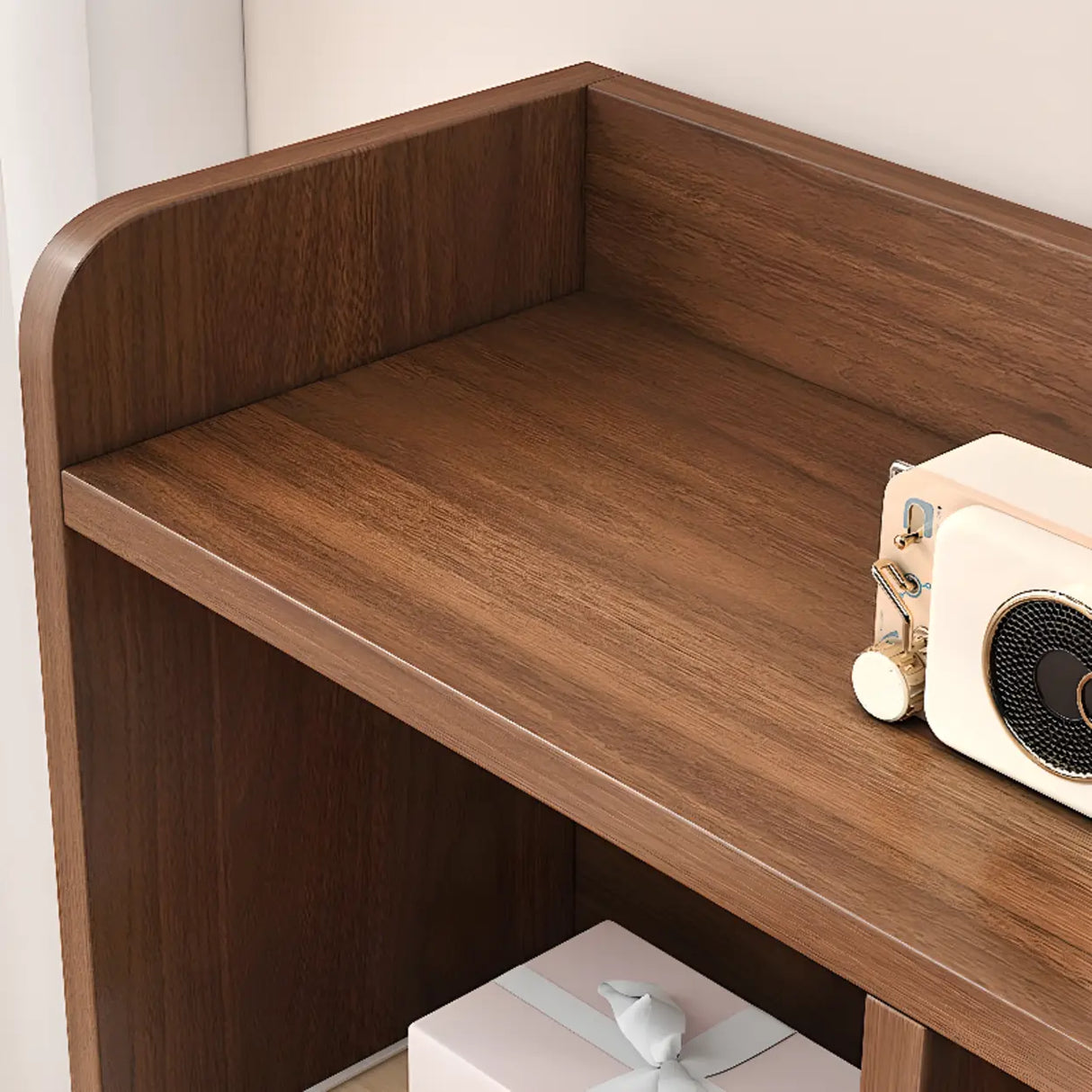 Simple Brown Horizontal Wood Organizing Short Bookcase Image - 10