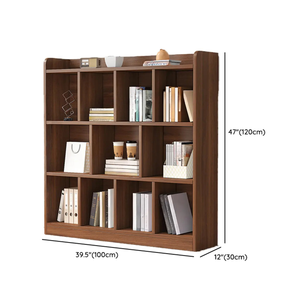 Simple Brown Horizontal Wood Organizing Short Bookcase Image - 13